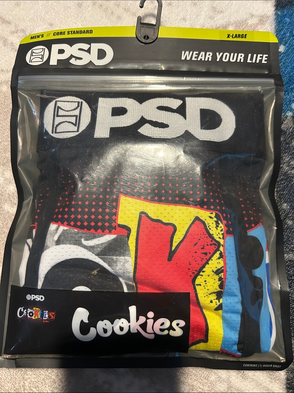 PSD Men’s Graphic Boxer Briefs — Black, Red, Yellow, Blue